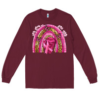 Burgundy breast cancer rainbow Long Sleeve Tee - NancyCooperArtShop