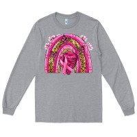 Heather Grey breast cancer rainbow Long Sleeve Tee - NancyCooperArtShop