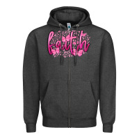 Charcoal Heather Faith Breast Cancer Zipper Hoodie - FaDigitalArtStudio