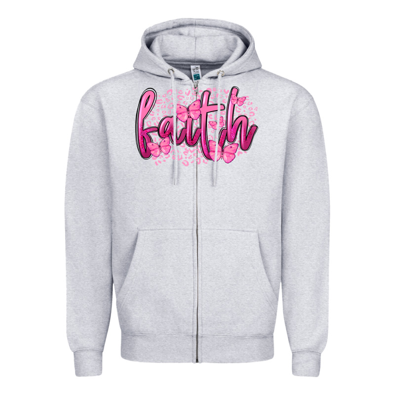 Faith Breast Cancer Zipper Hoodie by FaDigitalArtStudio | Teevron