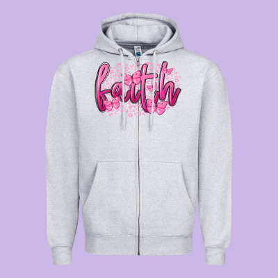 Faith Breast Cancer Zipper Hoodie Designed By Fadigitalartstudio
