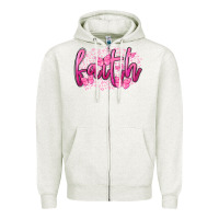 Oatmeal Heather Faith Breast Cancer Zipper Hoodie - FaDigitalArtStudio