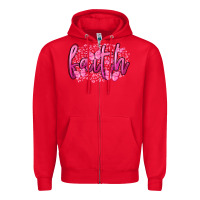 Red Faith Breast Cancer Zipper Hoodie - FaDigitalArtStudio