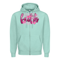 Seafoam Faith Breast Cancer Zipper Hoodie - FaDigitalArtStudio