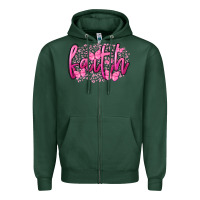 Sports Green Faith Breast Cancer Zipper Hoodie - FaDigitalArtStudio