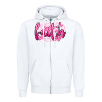 White Faith Breast Cancer Zipper Hoodie - FaDigitalArtStudio