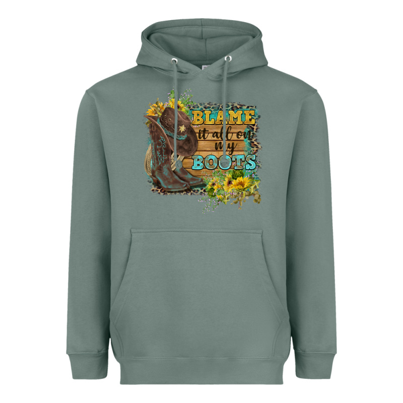 Blame It All On My Boots Heavyweight Hoodie by FaDigitalArtStudio | Teevron