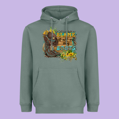Blame It All On My Boots Heavyweight Hoodie Designed By Fadigitalartstudio