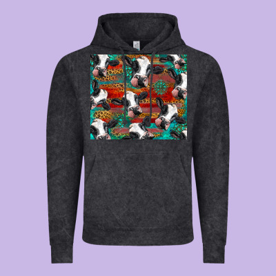 Holstein Cows With Gemstone Vintage Hoodie Designed By Barkaloodesign