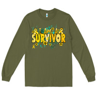 Army Green I am a survivor yellow ribbon Long Sleeve Tee - NancyCooperArtShop