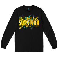 Black I am a survivor yellow ribbon Long Sleeve Tee - NancyCooperArtShop