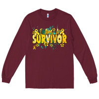 Burgundy I am a survivor yellow ribbon Long Sleeve Tee - NancyCooperArtShop
