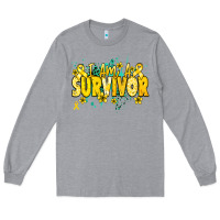 Heather Grey I am a survivor yellow ribbon Long Sleeve Tee - NancyCooperArtShop