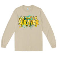 Mushroom I am a survivor yellow ribbon Long Sleeve Tee - NancyCooperArtShop