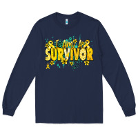 Navy I am a survivor yellow ribbon Long Sleeve Tee - NancyCooperArtShop