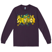 Plum I am a survivor yellow ribbon Long Sleeve Tee - NancyCooperArtShop