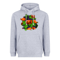 Heather Grey halloween pumpkin patch Heavyweight Hoodie - BundleAndBundleShop