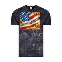 Cloud Black american flag sunflowers and canouflage print veteran mousepad Vintage Tee - Jasminsmagicworld