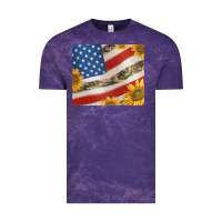 American Flag Sunflowers And Canouflage Print Veteran Mousepad Vintage Tee | Teevron