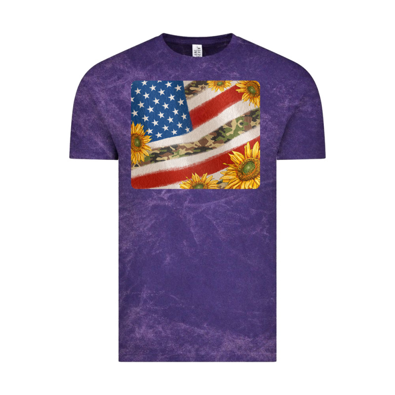 American Flag Sunflowers And Canouflage Print Veteran Mousepad Vintage Tee by Jasminsmagicworld | Teevron