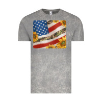 Cloud Rock american flag sunflowers and canouflage print veteran mousepad Vintage Tee - Jasminsmagicworld
