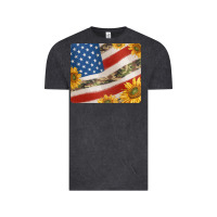Vintage Black american flag sunflowers and canouflage print veteran mousepad Vintage Tee - Jasminsmagicworld