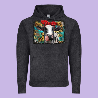 Holstein Cow With Glitter And Leopard Background Vintage Hoodie Designed By Barkaloodesign