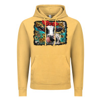 Vintage Mustard holstein cow with glitter and leopard background Vintage Hoodie - BarkalooDesign