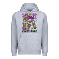 Heather Grey Bead up bitches it's Mardi Gras skeleton Premium Hoodie - FaDigitalArtStudio