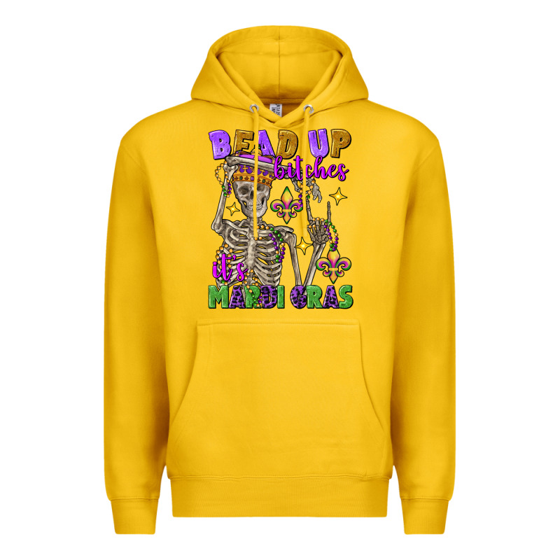 Bead Up Bitches It's Mardi Gras Skeleton Premium Hoodie by FaDigitalArtStudio | Teevron