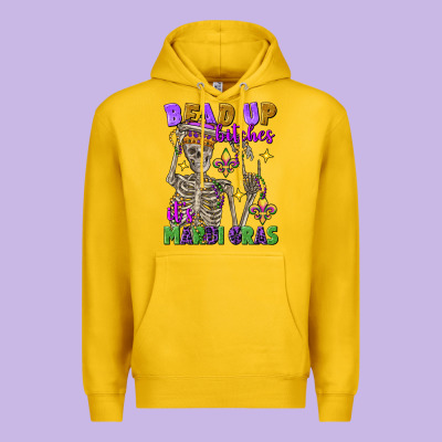 Bead Up Bitches It's Mardi Gras Skeleton Premium Hoodie Designed By Fadigitalartstudio