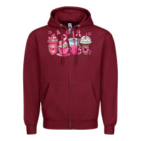Burgundy breast cancer coffee cups Zipper Hoodie - OliviaCreatesArt
