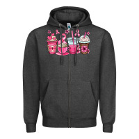 Charcoal Heather breast cancer coffee cups Zipper Hoodie - OliviaCreatesArt