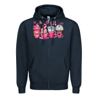 Navy breast cancer coffee cups Zipper Hoodie - OliviaCreatesArt