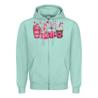 Seafoam breast cancer coffee cups Zipper Hoodie - OliviaCreatesArt