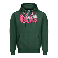 Sports Green breast cancer coffee cups Zipper Hoodie - OliviaCreatesArt
