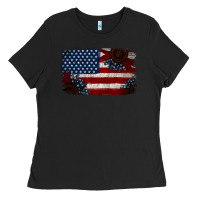 Black Distressed Sunflower American Flag Ladies Tee - Jasminsmagicworld
