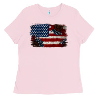 Bubblegum Pink Distressed Sunflower American Flag Ladies Tee - Jasminsmagicworld
