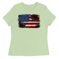 Matcha Distressed Sunflower American Flag Ladies Tee - Jasminsmagicworld