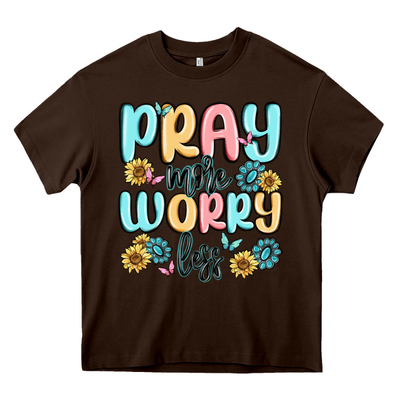 Pray More Worry Less Heavy Core Tee by MaliasSmallBusiness | Teevron