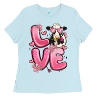 Baby Blue love cow valentine's day Ladies Tee - MaliasSmallBusiness