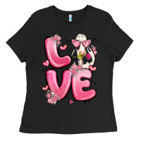 Black love cow valentine's day Ladies Tee - MaliasSmallBusiness