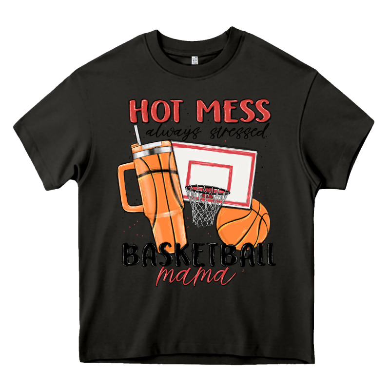 Hot Mess Always Stressed Basketball Mama Heavy Core Tee by MaliasSmallBusiness | Teevron