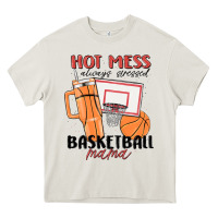 Cream hot mess always stressed basketball mama Heavy Core Tee - MaliasSmallBusiness