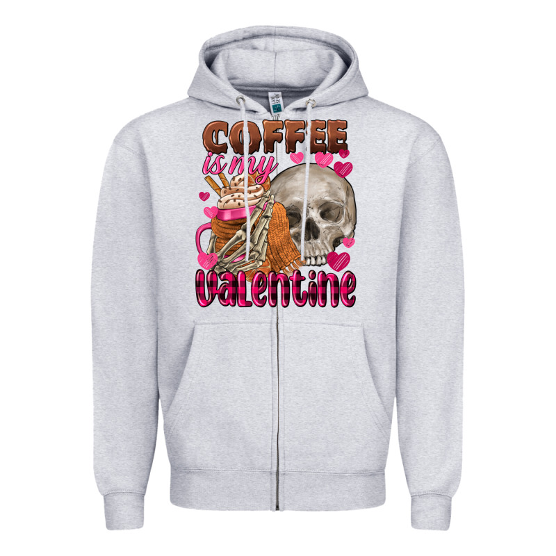 Coffee Is My Valentine Skull Zipper Hoodie by FaDigitalArtStudio | Teevron