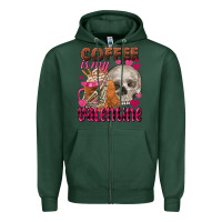 Sports Green Coffee is my Valentine skull Zipper Hoodie - FaDigitalArtStudio