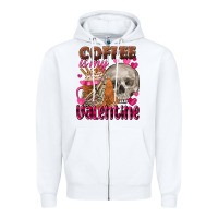 White Coffee is my Valentine skull Zipper Hoodie - FaDigitalArtStudio
