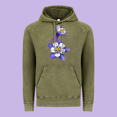 Colorado Rocky Mountain Columbine Flower Vintage Hoodie Designed By Ranaportraitstore