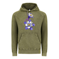 Vintage Olive Colorado Rocky Mountain Columbine Flower Vintage Hoodie - RanaPortraitStore