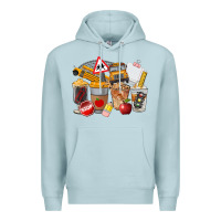 Blue Mist School Bus Coffee Cups Premium Hoodie - FaDigitalArtStudio
